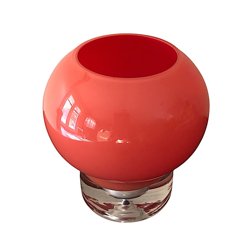 Hand Blown Opaque Red Glass Bud Vase Modern Art Glass